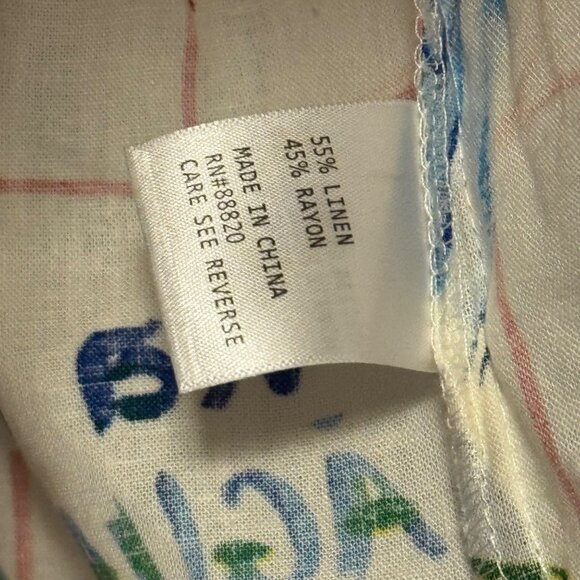 Calypso St. Barth Seafood Print Button-Up Shirt Sz L Linen & Rayon - Picture 4 of 12